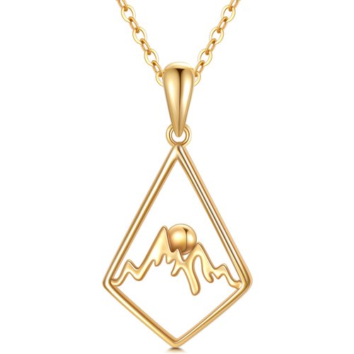 14K Gold Bead Mountains Necklace for Women