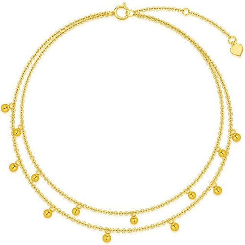 14K Gold Bead Multi-layered Anklet