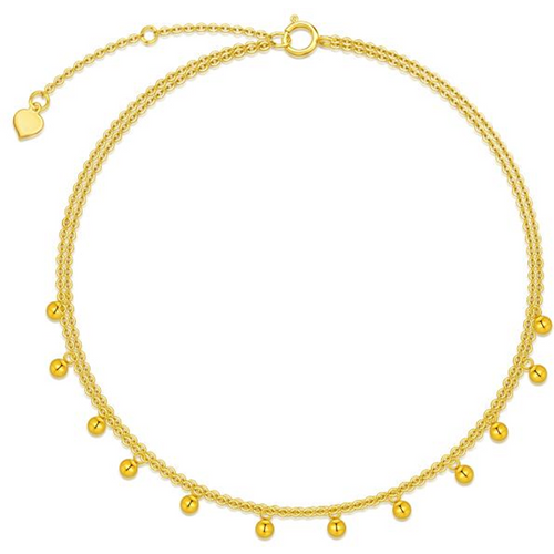 14K Gold Bead Charm Bracelet