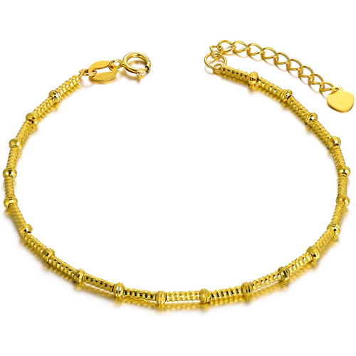 9K Gold Bead Snake Bone Chain Bracelet for Women