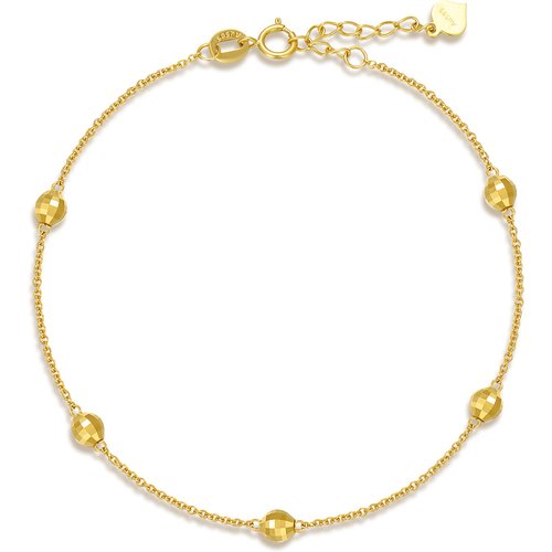 14K Gold Bead Bead Station Chain Bracelet For Women