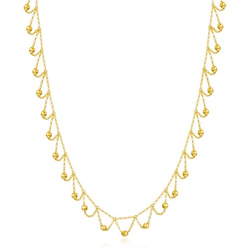 14K Gold Bead Bead Station Chain Necklace For Women