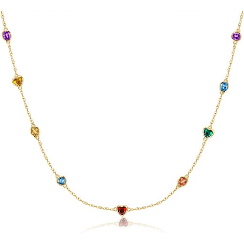 14K Gold Cubic Zirconia Bead Station chain Necklace