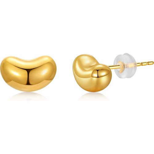 18K Gold Bean Stud Earrings