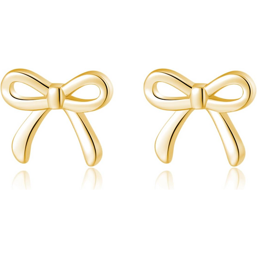 Sterling Silver with Yellow Gold Plated Bow Stud Earrings