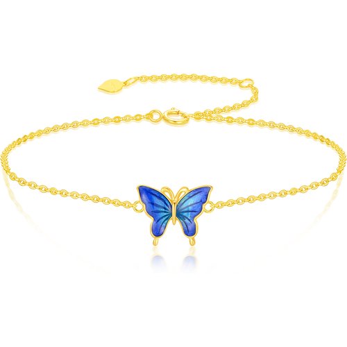 14K Gold Butterfly Charm Bracelet