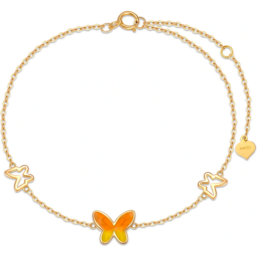 14K Gold Butterfly Charm Bracelet for Women