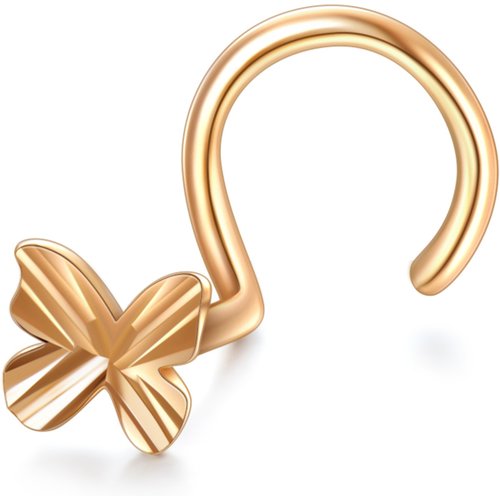 14K Rose Gold Butterfly Nose Ring