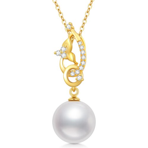 14K Gold Cubic Zirconia Butterfly Pendant Necklace