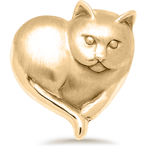 14K Gold Cat Heart Stud Earrings for Women