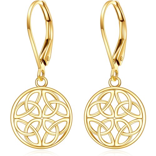 14K Gold Celtic Knot Drop Earrings