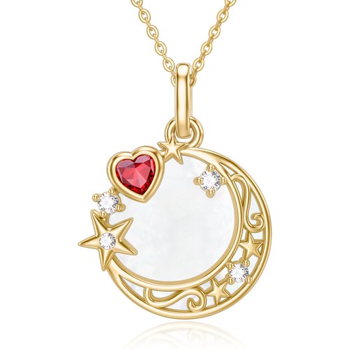 14K Gold Cubic Zirconia Celtic Knot & Moon Pendant Necklace