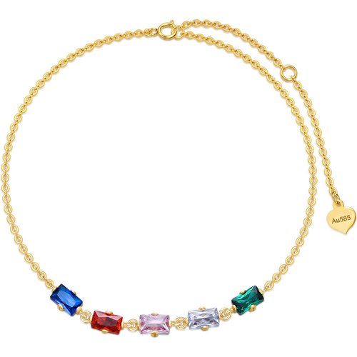 14K Gold Cubic Zirconia Circle Charm Bracelet
