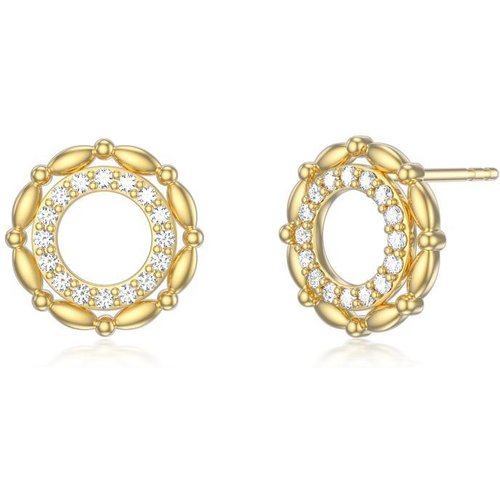 14K Gold Cubic Zirconia Circle Stud Earrings