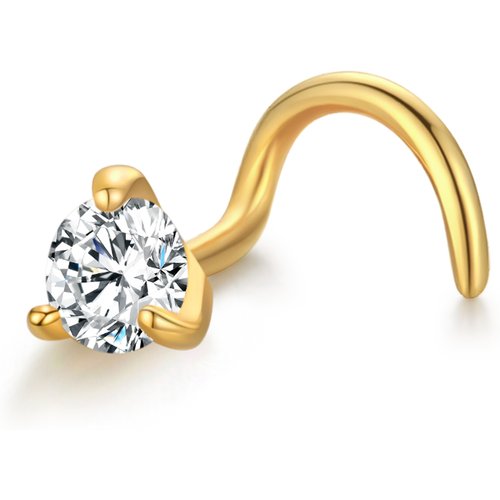 14K Gold Circular Moissanite Bead Nose Ring