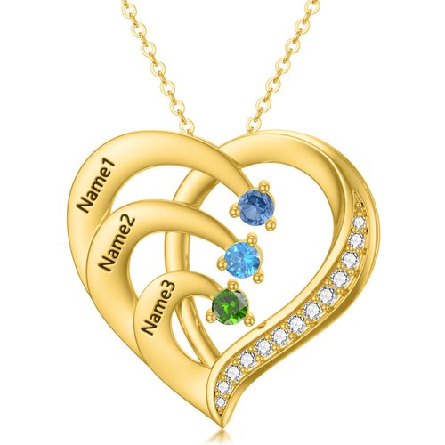 14K Gold Circular Shaped Crystal & Cubic Zirconia Heart Pendant Necklace
