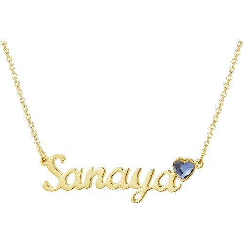 14K Gold Circular Shaped Crystal Personalized Birthstone Pendant Necklace