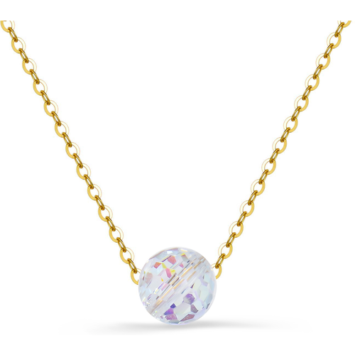 14K Gold Circular Shaped Crystal Spherical Pendant Necklace