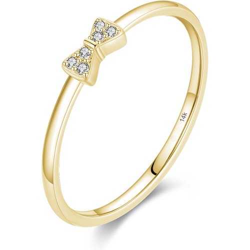 14K Gold Round Shaped Lab Created Diamond Custom Bow Ring 3EX IGI Certified
