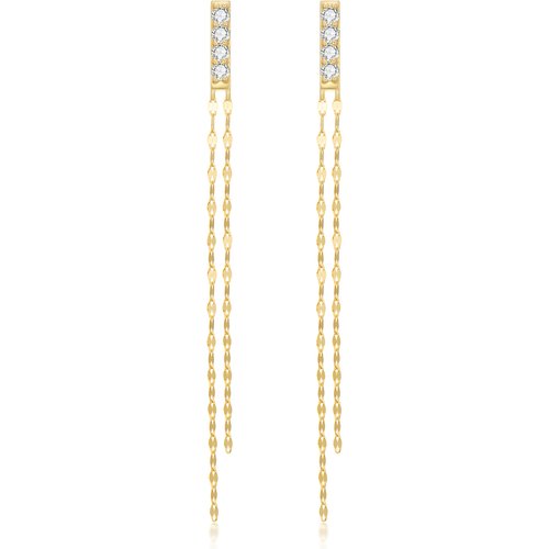 14K Gold Circular Shaped Moissanite Drop Earrings