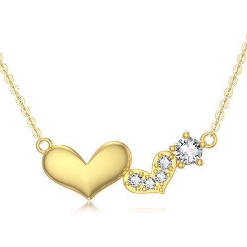 14K Gold Circular Moissanite Interlocking Hearts Pendant Necklace For Women