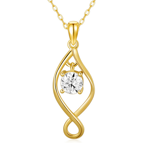 14K Gold Circular Shaped Moissanite Infinite Symbol Pendant Necklace