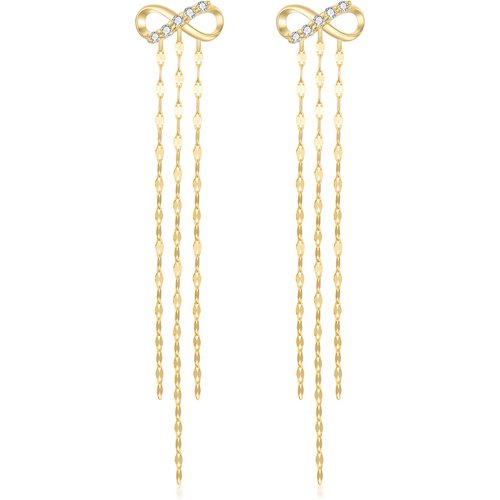 14K Gold Circular Shaped Moissanite Infinity Symbol Drop Earrings