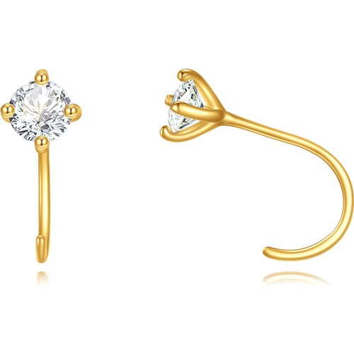 14K Gold Circular Shaped Moissanite Round Hoop Earrings