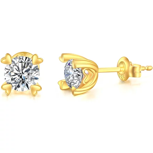 14K Gold Circular Shaped Moissanite Stud Earrings