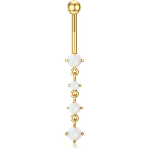 14K Gold Circular Shaped Opal Belly Button Ring