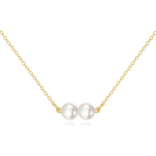 14K Gold Circular Shaped Pearl Bead Pendant Necklace