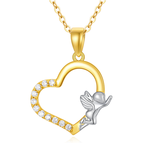 14K Gold Couple Pendant Necklace