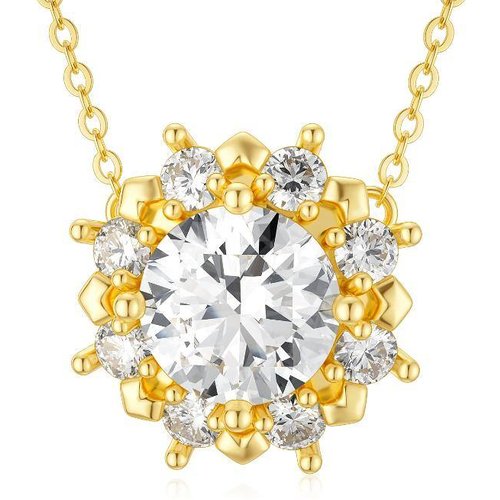 14K Gold Cubic Zirconia Couple Pendant Necklace