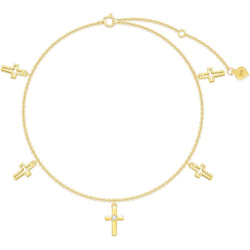 9K Gold Cross Single Layer Anklet