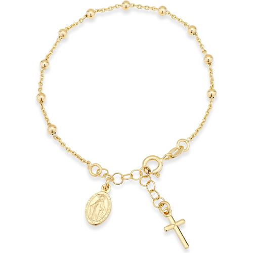 Gold Vermeil Cross & Virgin Mary Charm Bracelet