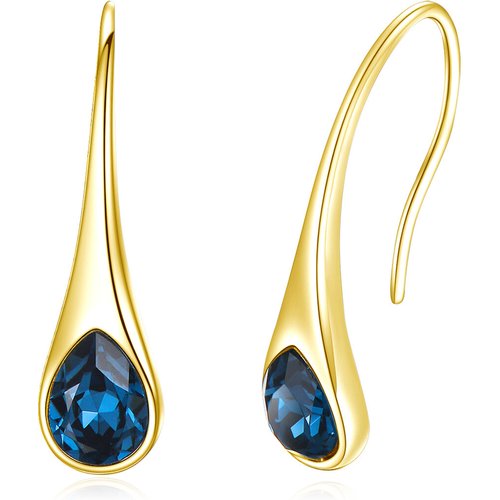 14K Gold Crystal Drop Earrings For Women