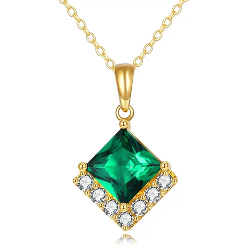14K Gold Crystal & Cubic Zirconia Pendant Necklace