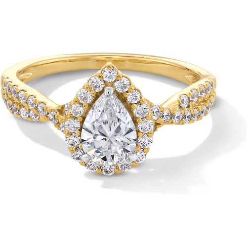14K Gold 1 to 3.5 CT.T.W. Pear Cut Lab Created Diamond Engagement Ring D VVS1-VS1 3EX IGI Certified