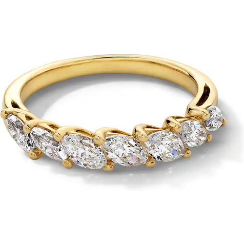 14K Gold 1 CT.T.W. Marquise Cut Lab Created Diamond Stackable Band D VVS 3EX