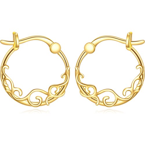 14K Gold Daffodil Hoop Earrings