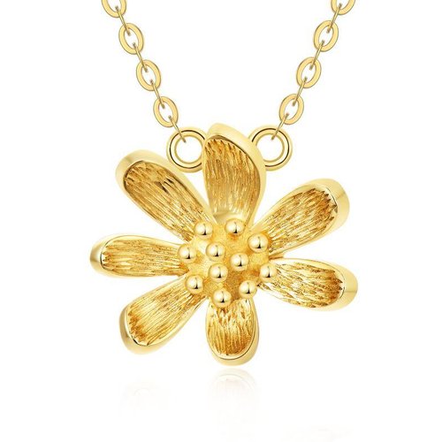 14K Gold Daisy Pendant Necklace