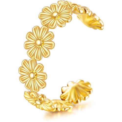 14K Gold Daisy Single Cuff Earrings