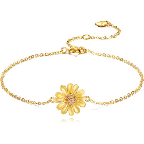14K Gold Daisy Single Layer Anklet