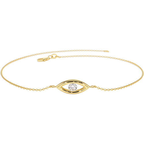 14K Gold Diamond Evil Eye Pendant Necklace