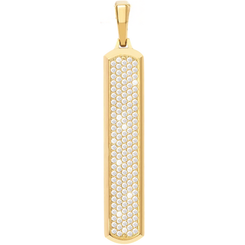 Sterling Silver with Yellow Gold Plated Diamond Iced Out Skyline Pendant
