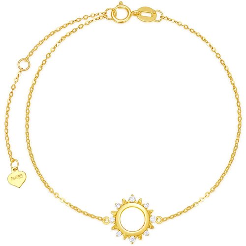 14K Gold Diamond Sun Charm Bracelet