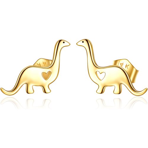 14K Gold Dinosaur Stud Earrings