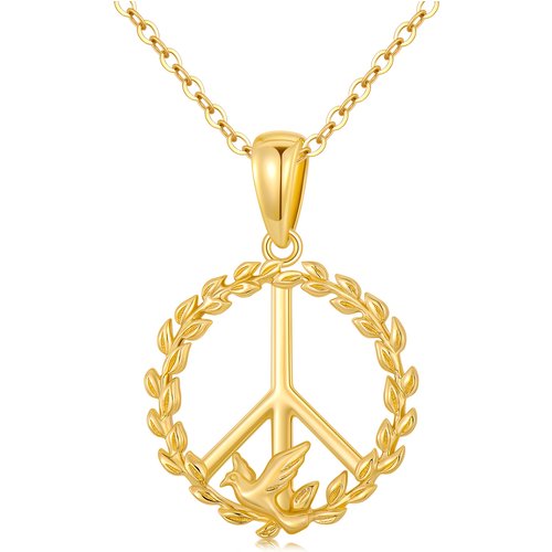 14K Gold Dove Pendant Necklace