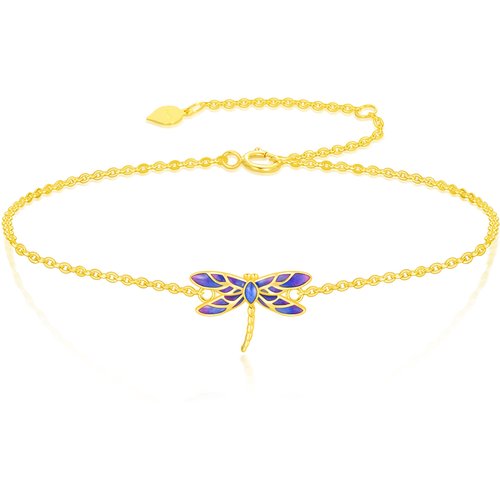 14K Gold Dragonfly Charm Bracelet