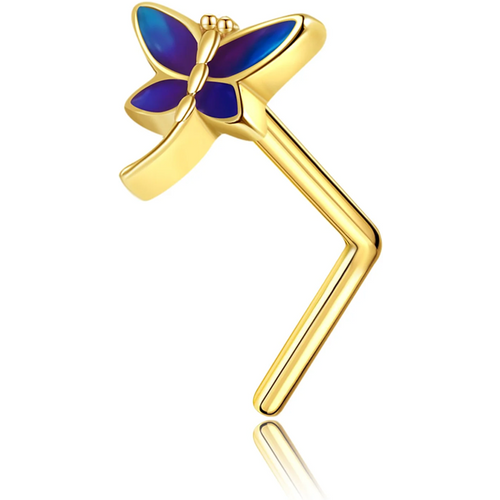 14K Gold Dragonfly Nose Ring